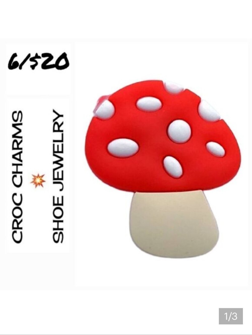 Red Mushroom 🍄 Bag Charm 👜 Rubber Shoe Charm Jewelry Game Movie